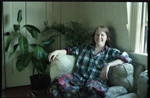 Amy Carter relaxing in her Brown University apartment