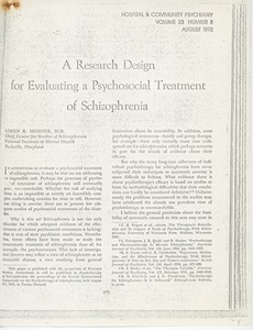 A research design for evaluating a psychosocial treatment of schizophrenia