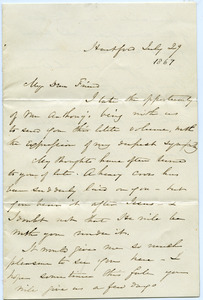 Letter from Harriet Beecher Stowe to Sarah F. Tobey