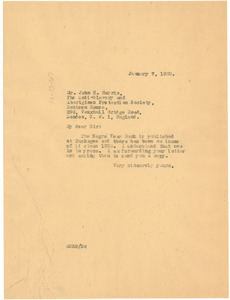Letter from W. E. B. Du Bois to The Anti-Slavery and Aborigines Protection Society