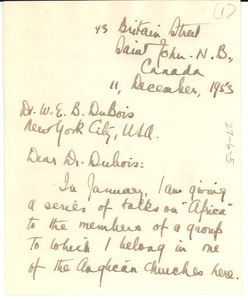 Letter from Anna M. Henderson to W. E. B. Du Bois