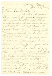 Letter from Mabel D. Hancock to W. E. B. Du Bois