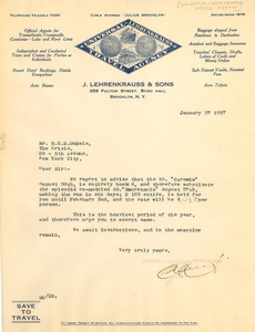 Letter from Universal-Lehrenkrauss Travel Agency to W. E. B. Du Bois