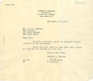 Letter from Andrew J. Thomas to W. E. B. Du Bois
