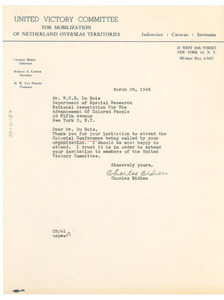 Letter from Charles Bidien to W. E. B. Du Bois
