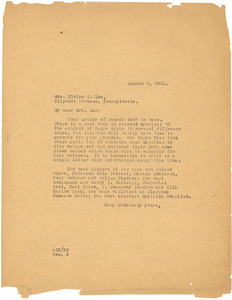 Letter from Augustus Granville Dill to Elvira W. Lee