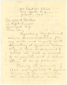 Letter from Jessie M. Emanuel to W. E. B. Du Bois