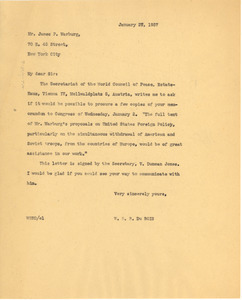 Letter from W. E. B. Du Bois to James P. Warburg