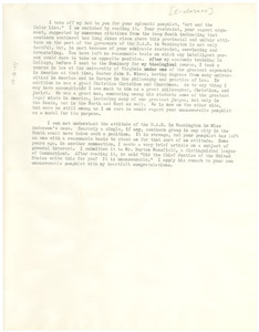 Letter from unidentified correspondent to Anson Phelps Stokes