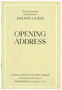 Opening Address of the Vienna session of the World Peace Council