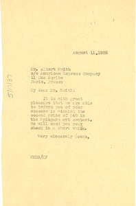 Letter from W. E. B. Du Bois to Albert A. Smith