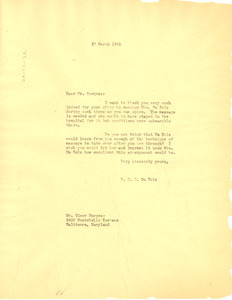 Letter from W. E. B. Du Bois to Elmer Burgess