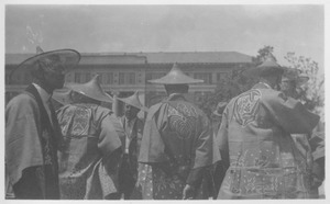 Class of 1911 alumni in Asian costumes at a reunion