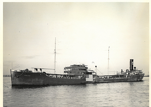 [View of Mobilgas ship on the Chelsea River]