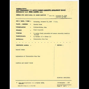 Agenda, minutes and attendance list for Waldren-Cobden area meeting on November 28, 1962