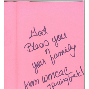 Card from a woman at the Western Massachusetts Correctional Alcohol Center