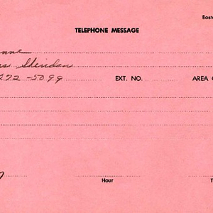 Telephone message card dated March 4, 1977