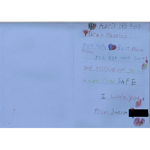 Letter from a Murphy Elementary School student (Richmond, California)