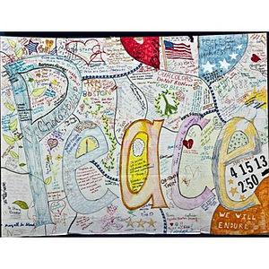 "Peace" poster left at Copley Square Memorial