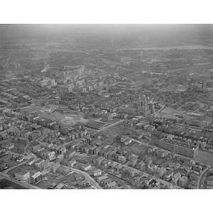 Roxbury, Mission Church, Housing Project, center right, Harvard Medical, left rear, area view, Boston, MA