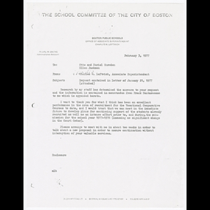 Memorandum from Charles W. Leftwich to Otto and Muriel Snowden and Ellen Jackson about previous request and continued partnership