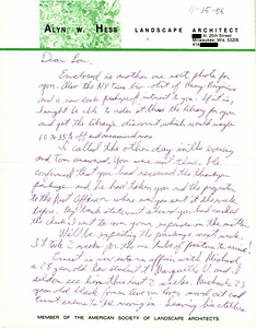 Correspondence from Alyn Hess to Lou Sullivan (November 15, 1986)