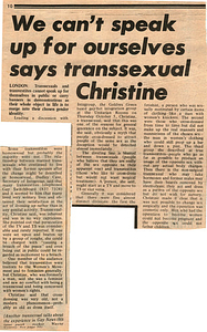 We Can't Speak Up For Ourselves, Says Transsexual Christine