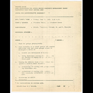 Agenda and minutes for administrative conference on July 13, 1962