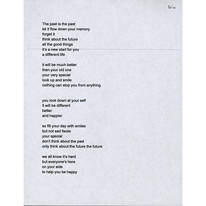 Poem sent to Boston Medical Center ("The past is the past...")
