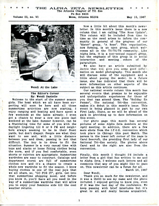 The Alpha Zeta Newsletter Vol. 3 No. 6 (May 15, 1987)