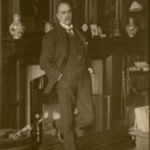 Sir William Osler in his library at 13 Norham Gardens, Oxford.