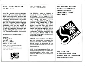 S.P.I.C.E. The Fourth Annual Spouses'/Partners' International Conference for Education (July 24-28, 1996)