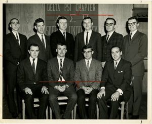 Members of Suffolk University's Delta Sigma Pi fraternity, 1963