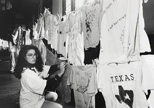 "The Clothesline Project" - raising visibility for the issue of violence against women, Karino Alberto '93, senior SOM.