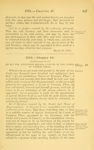 1783 Chap. 0049 An Act For Appointing Special Justices Of The Courts Of Common Pleas.