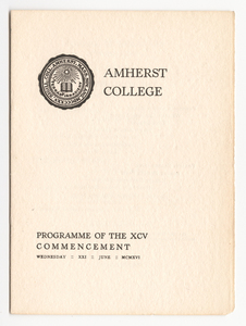 Amherst College Commencement program, 1916 June 21