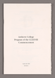 Amherst College Commencement program, 1999 May 23