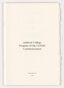 Amherst College Commencement program, 2002 May 26