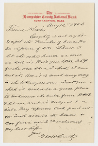 George H. Smith letter to Harry Welton Kidder, 1903 August 12
