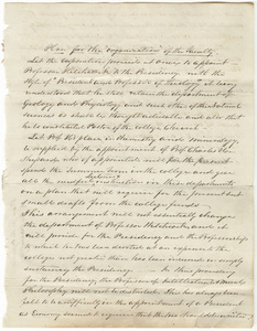 Joseph Vaill draft of a plan for the organization of the faculty