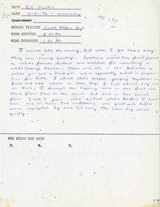Citywide Coordinating Council daily monitoring report for South Boston High School by Bill Martin, 1976 February 4