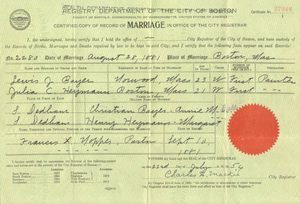 Marriage certificate