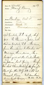 Tewksbury Almshouse Intake Record: Barry, Margaret