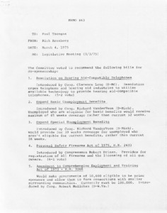 Legislative Meeting (3/3/1975) Memo #63