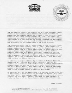 Letter from Northeast Trade Center, T. R. Munson