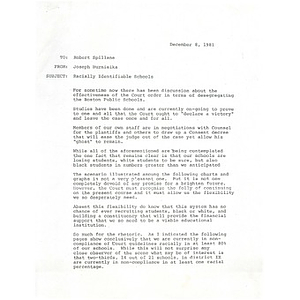 Letter, racially identifiable schools, December 8, 1981.
