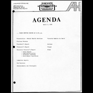 Meeting materials for April 1989