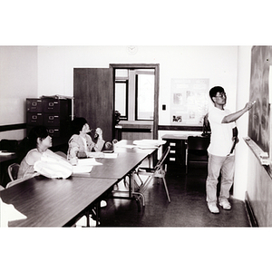 Chinese Progressive Association members in a classroom