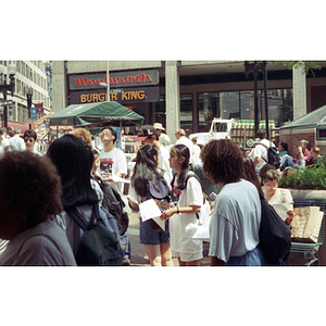 Protestors march against Filene's relationship with garment manufacturer Peerless Clothing