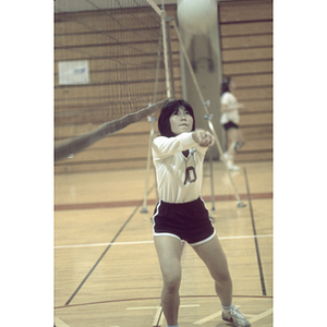 Volleyball player passing the ball